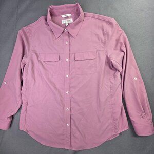 Coolibar Shirt Womens Large Pink Travel UPF 50 Long Sleeve Vent Athleisure Hike